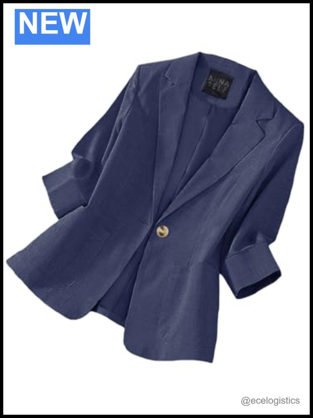 Mina Self Women's Linen 3/4 Sleeve Blazer Office Casual with Pockets